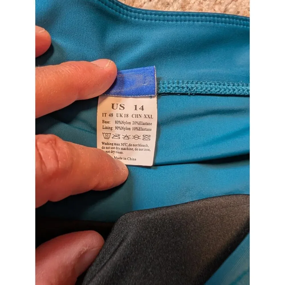 HILOR women's swim bikini bottoms/athletic workout skort, size 14, Teal